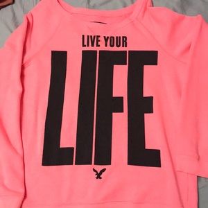 American Eagle faded pink crew sweater